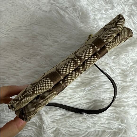 COACH Brown Signature Canvas Wristlet - Picture 3 of 7